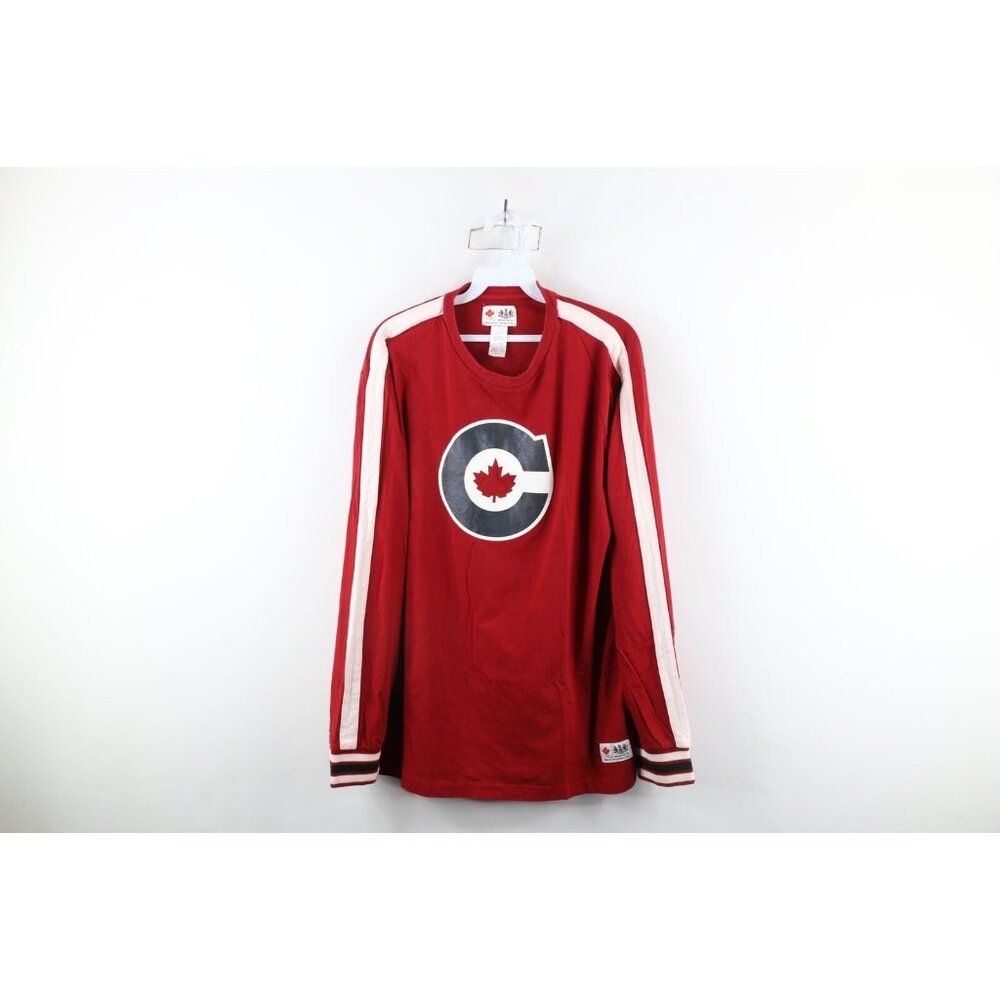 Hudsons Bay Co Mens Large Faded Striped Team Canada Olympics Long Sleeve T-Shirt